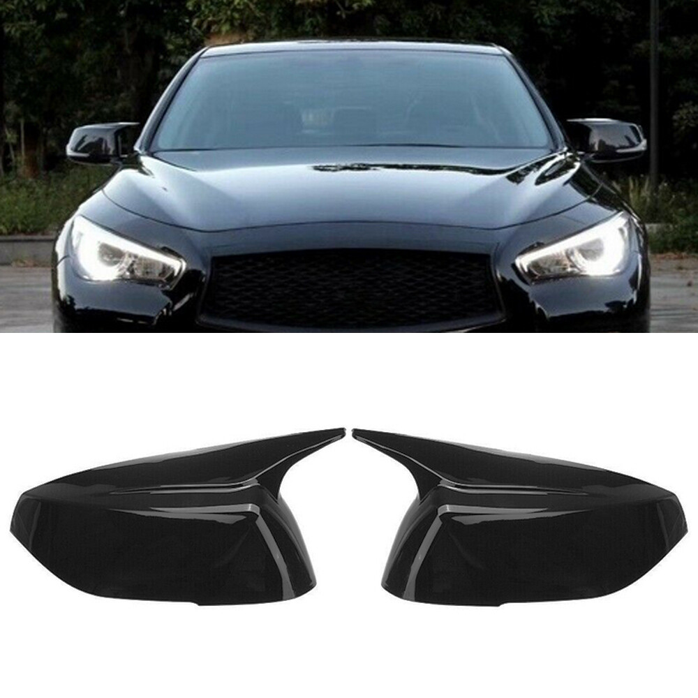 2X Gloss Black M Style Side Mirror Cover Caps For Infiniti Q50 Q50S Q60 Q70 QX30