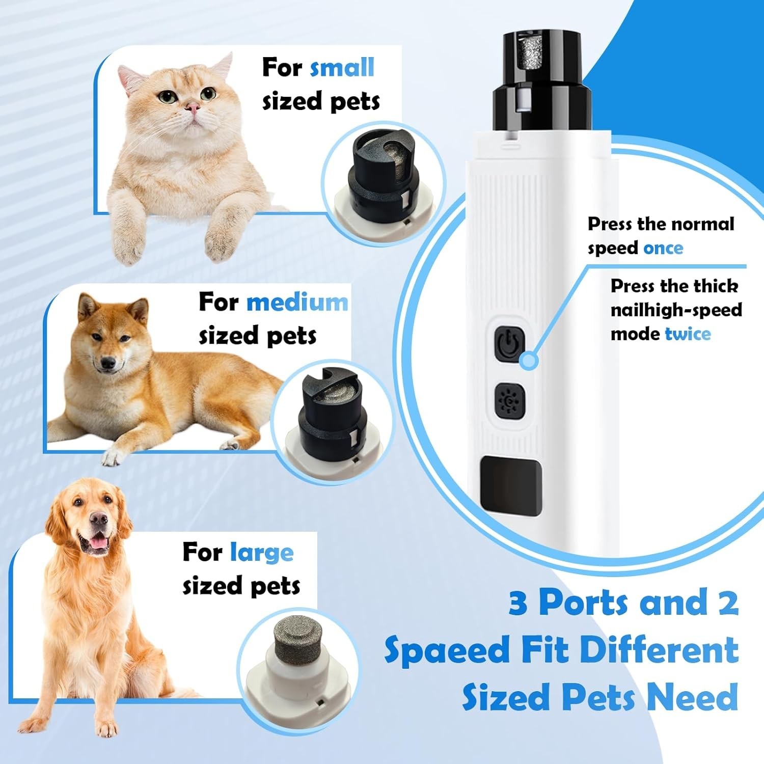 Silent Groom Pro Nail Grinder, Heusom Dog Nail Trimmer, Rechargeable USB