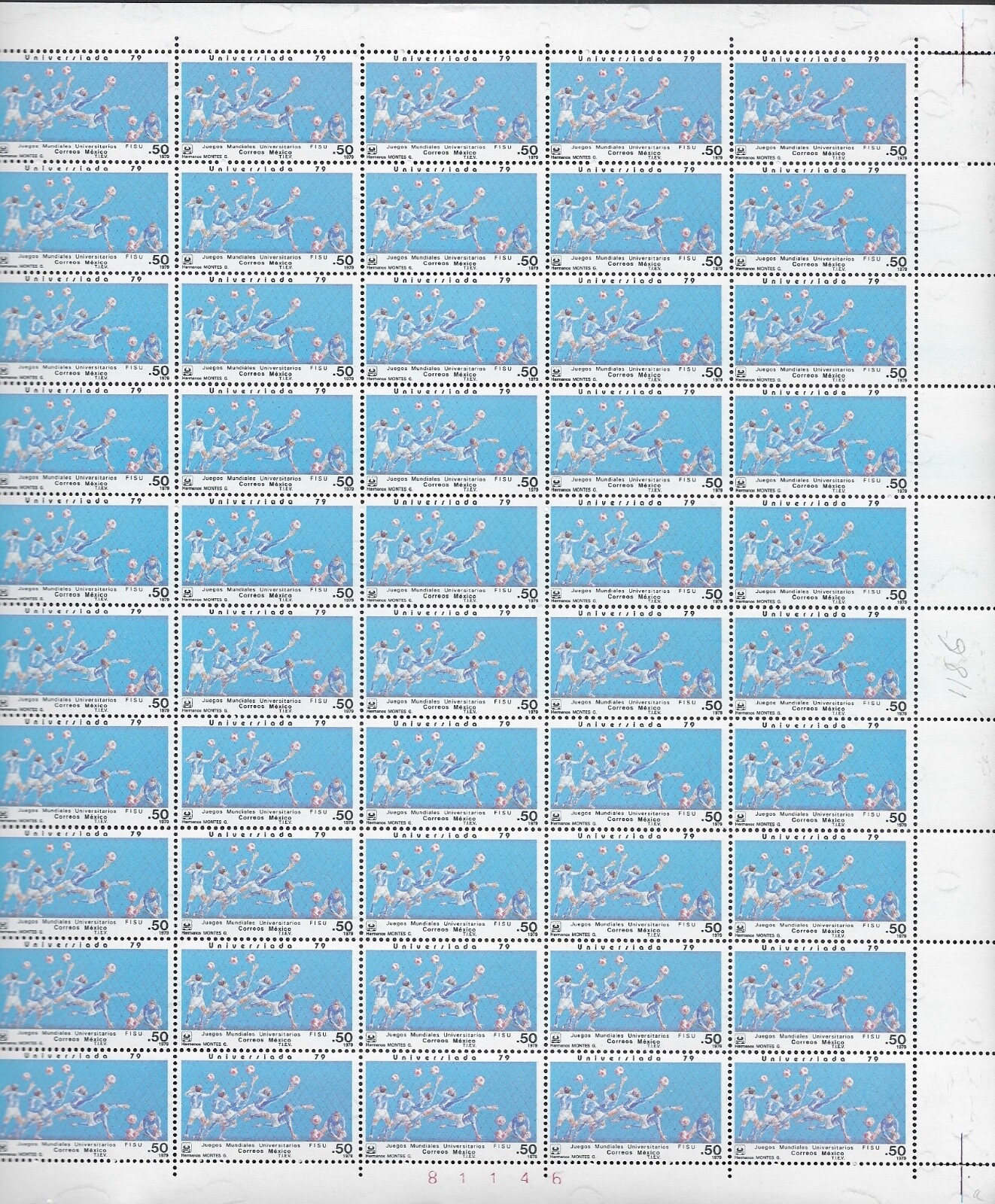 MEXICO UNIVERSIADA 1979  Sc#1186 FULL SHEET OF 50 STAMPS CV15 (A19)*