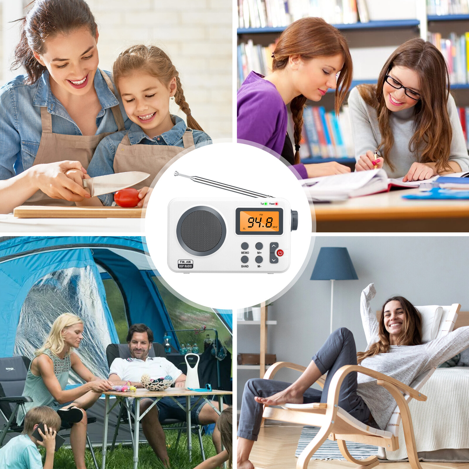 Rechargeable Portable FM/AM Radio Digital LCD Screen Clear Loud Speaker Player