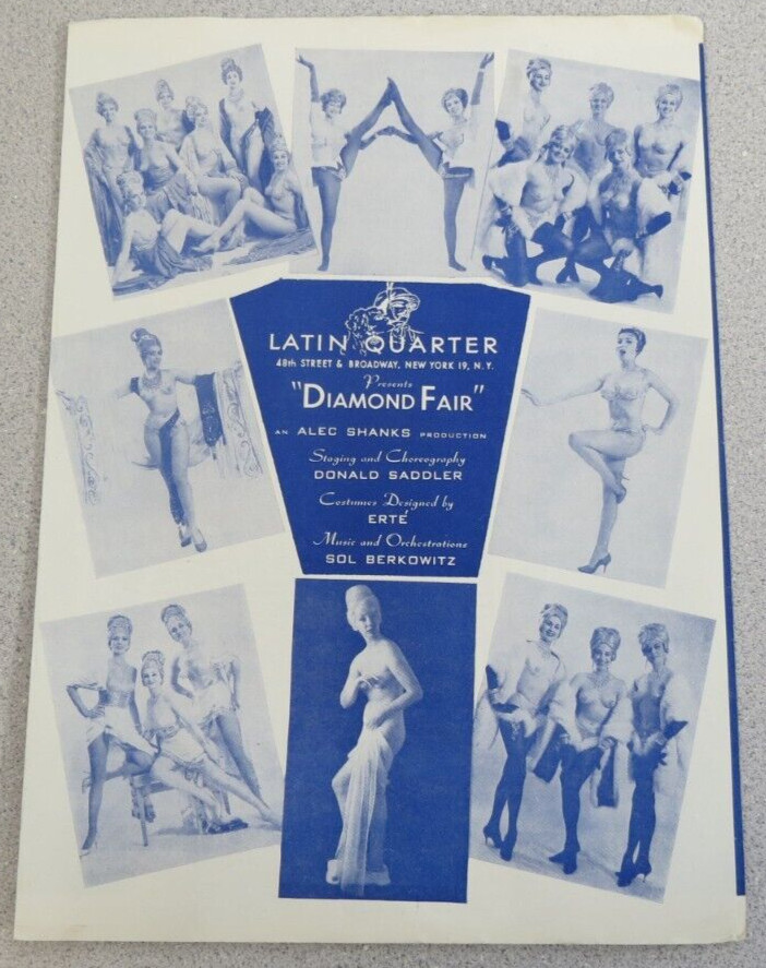 Latin Quarter New York Souvenir Program Playbill Menu Diner's Club Membership