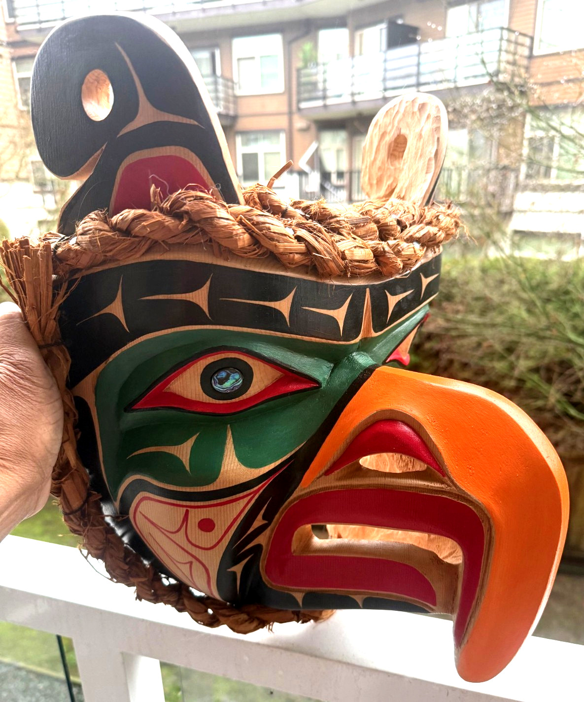 Northwest Coast Native Art Huge Thunder Bird mask carving