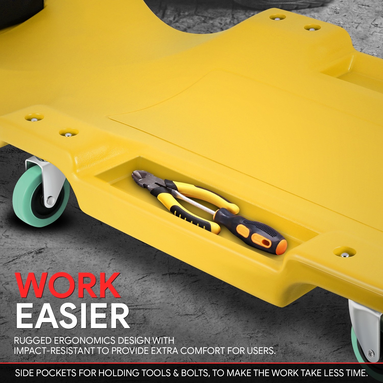 40"in Low Profile Mechanic Rolling Creeper Automative Garage Shop Repair Yellow