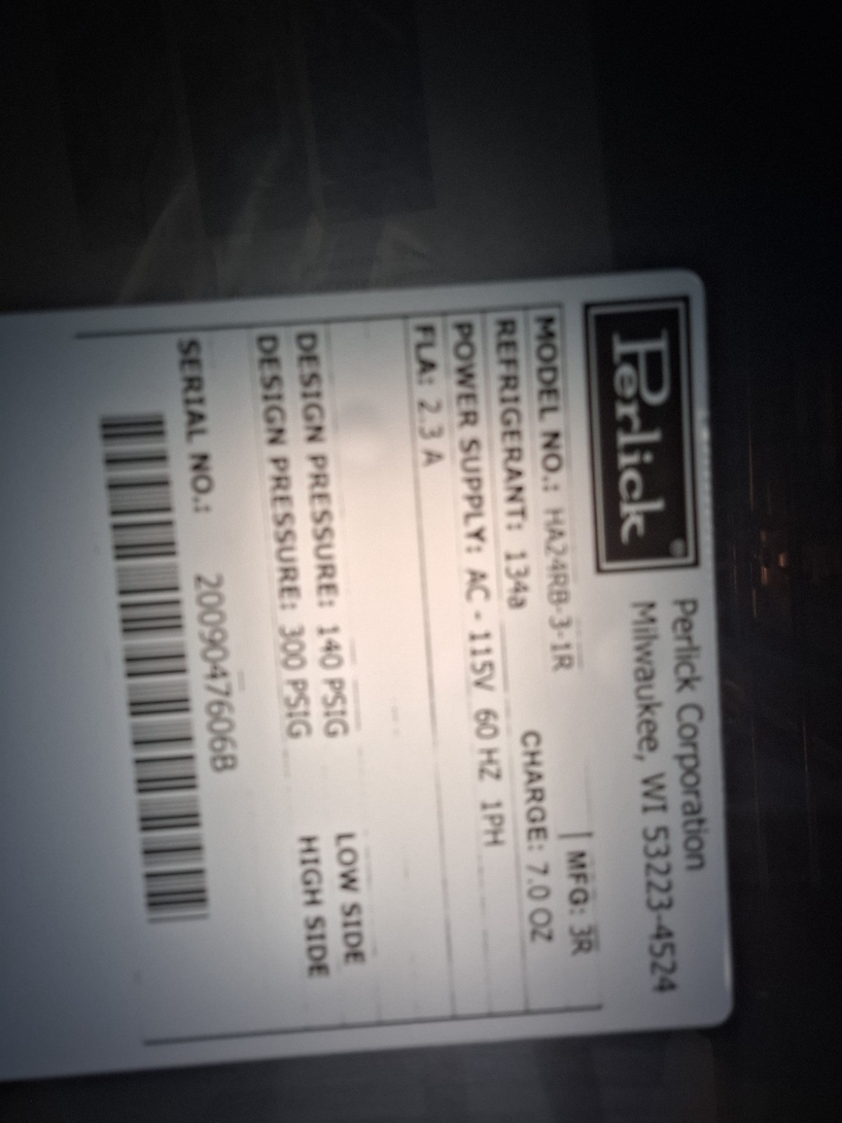 HA24RB-3-1L Perlick 24" ADA Refrigerator, SS Solid Door, Left Hinge - 2009047606