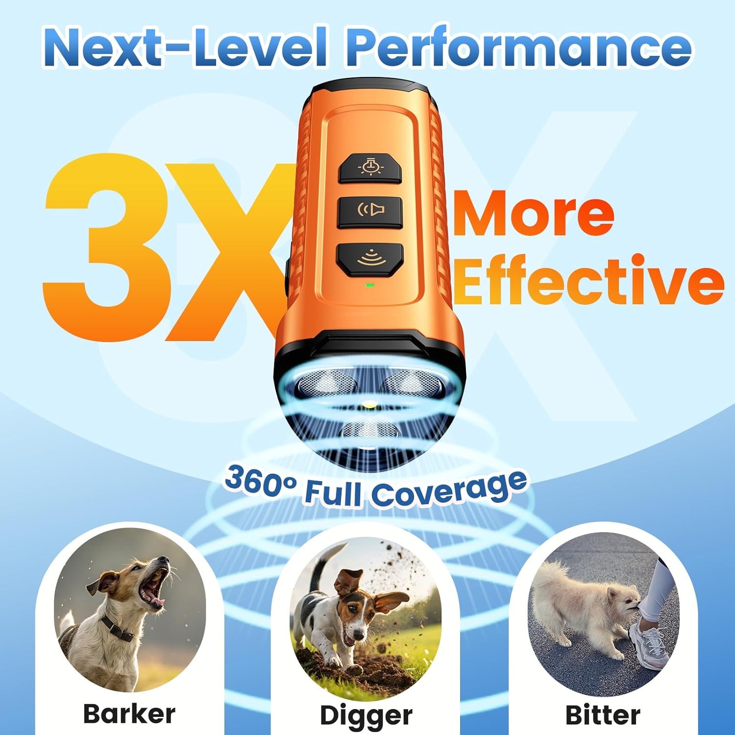 Dog Bark Deterrent Device 3X Anti Barking Device for Dogs, 5 Modes Stop Neighbor