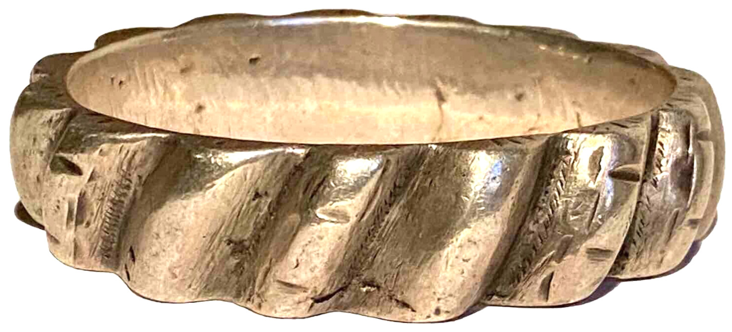 Vintage Ethnic Tribal Artisan Bangle Bracelet, Silver Tone