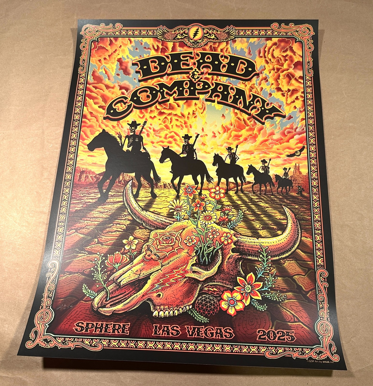 🤠 EMEK Dead & Company VIP Poster Sphere 2025 Vegas #/255 Cowboys GD60 Weir