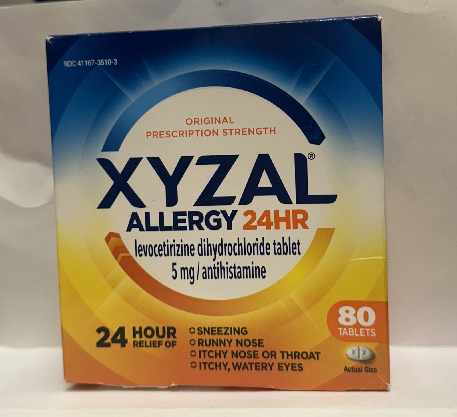 Xyzal Allergy 24HR  Original prescription Strength 80 Tablets [Exp: in Picture]