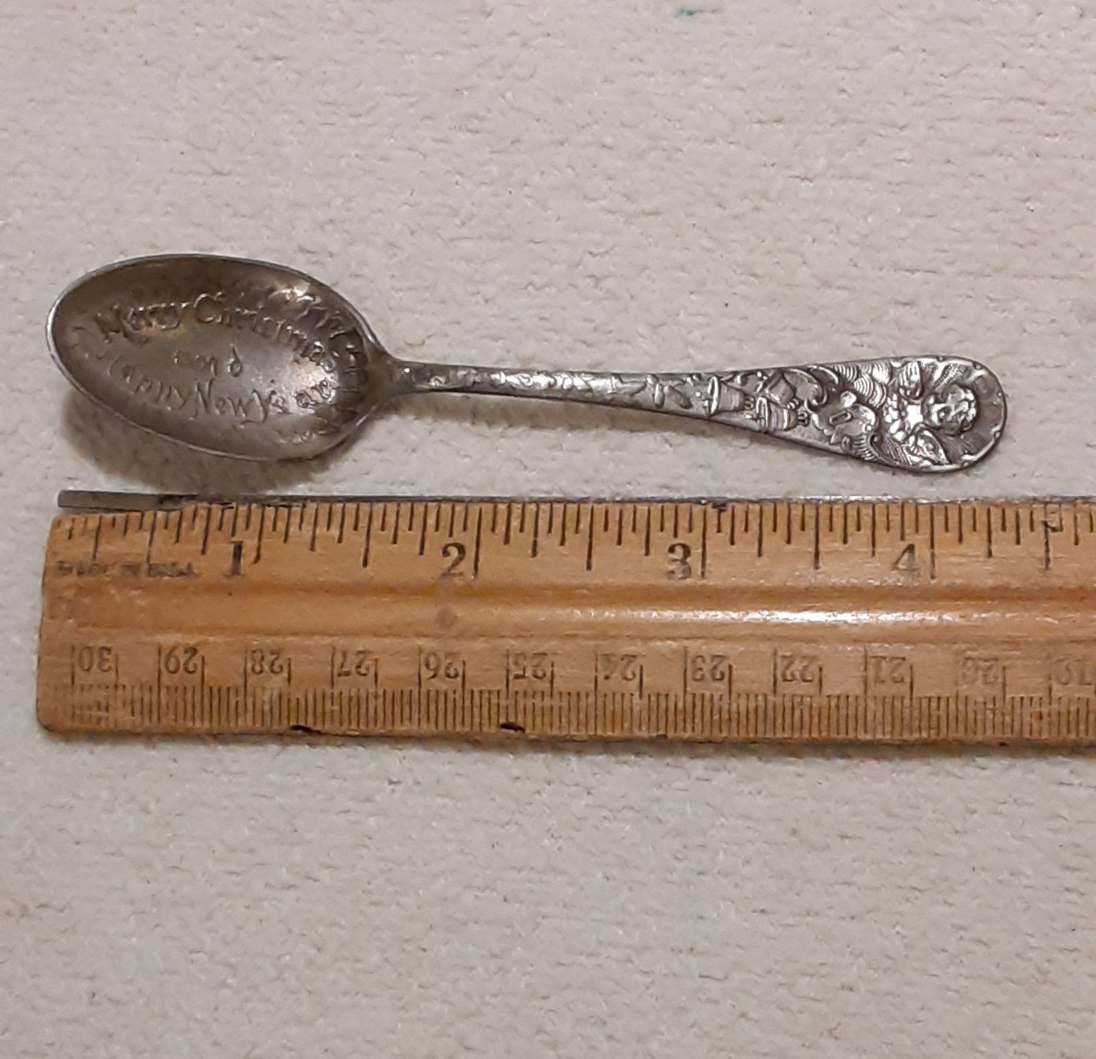 Vintage Merry Christmas Xmas Happy New Year Spoon Plated Sterling Plate