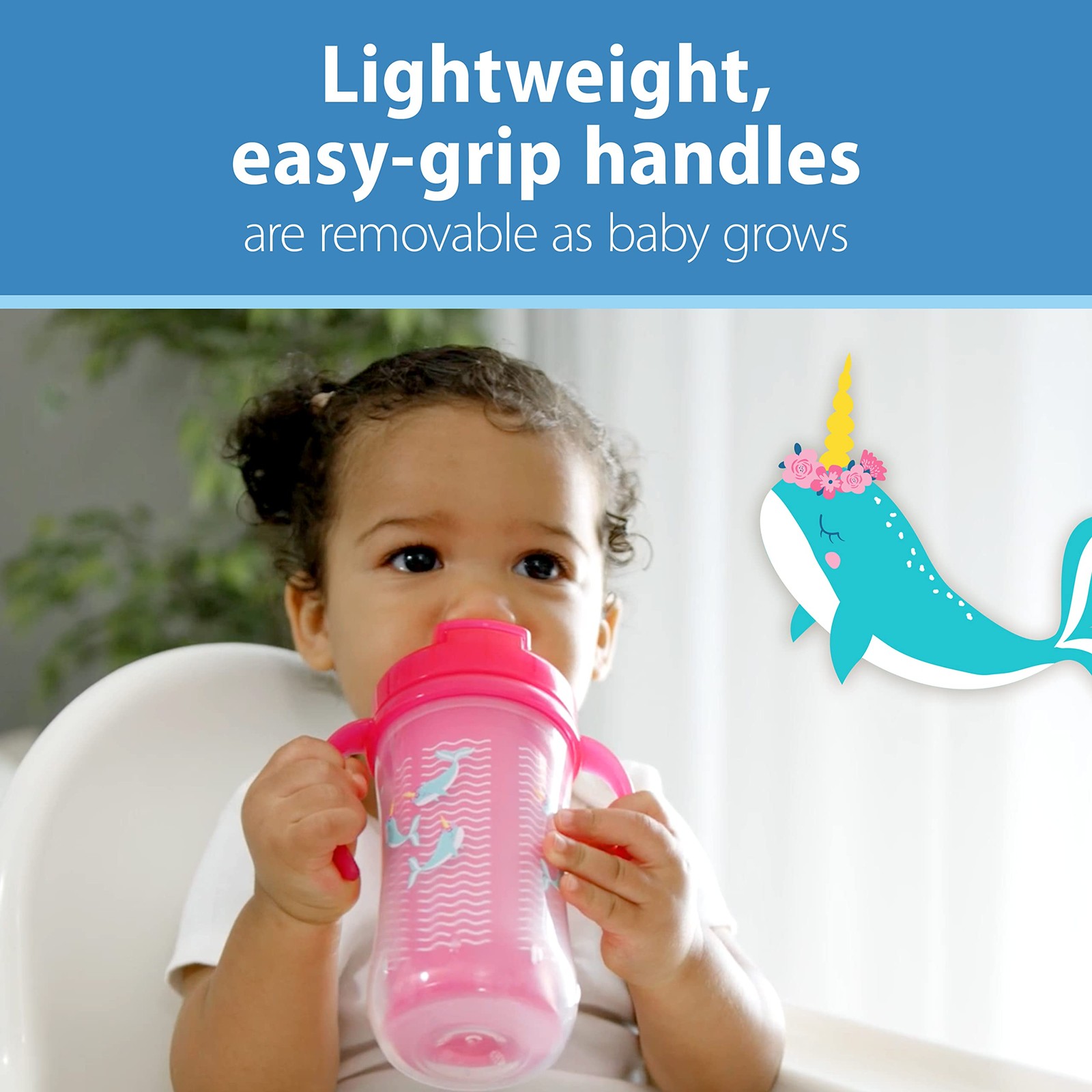 Dr Brown's Milestones 10 oz Insulated Straw Cup 2 Pack Pink Spill Proof Sippy