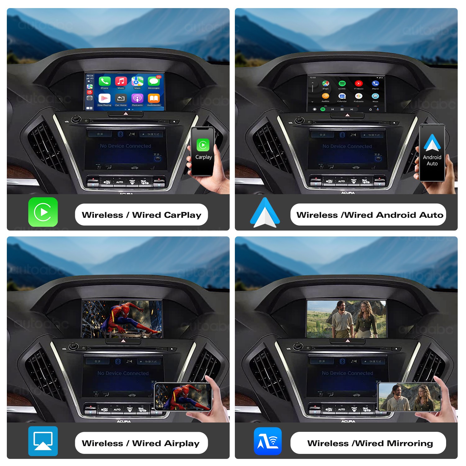 Wireless CarPlay Android Auto Retrofit Kit For Acura TLX TLX-L MDX RDX RLX ILX