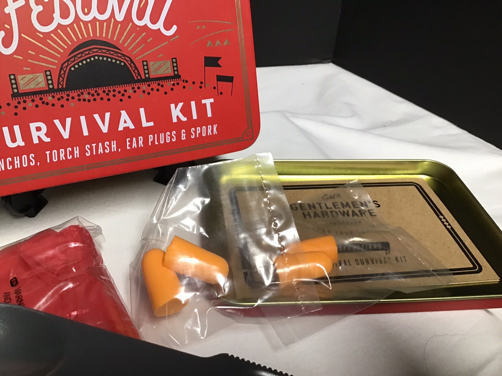 Gentlemen's Hardware Festival Concert Survival Kit Tin Earplugs Rain Poncho New