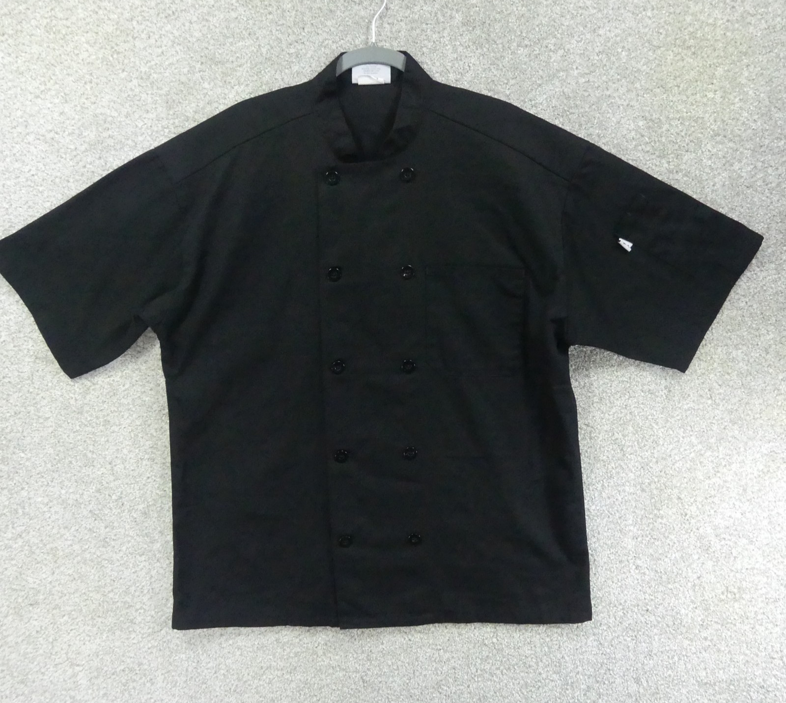 Uncommon Theads Chef Coat Unisex Large Black Short Sleeve 0415