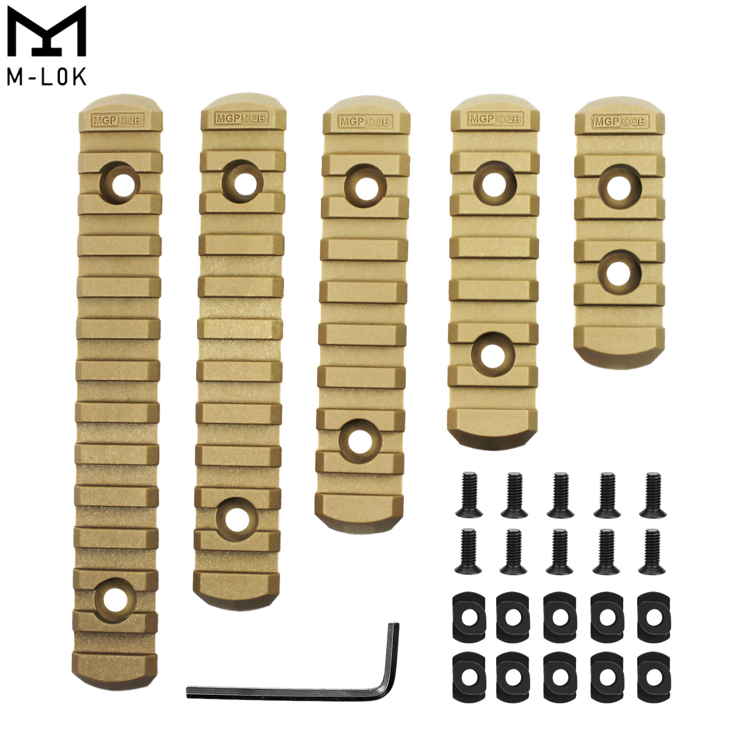 M-LOK Polymer Picatinny Weaver Rail Section Set 5 7 9 11 13 Slot 5PCS 5 Rail Set