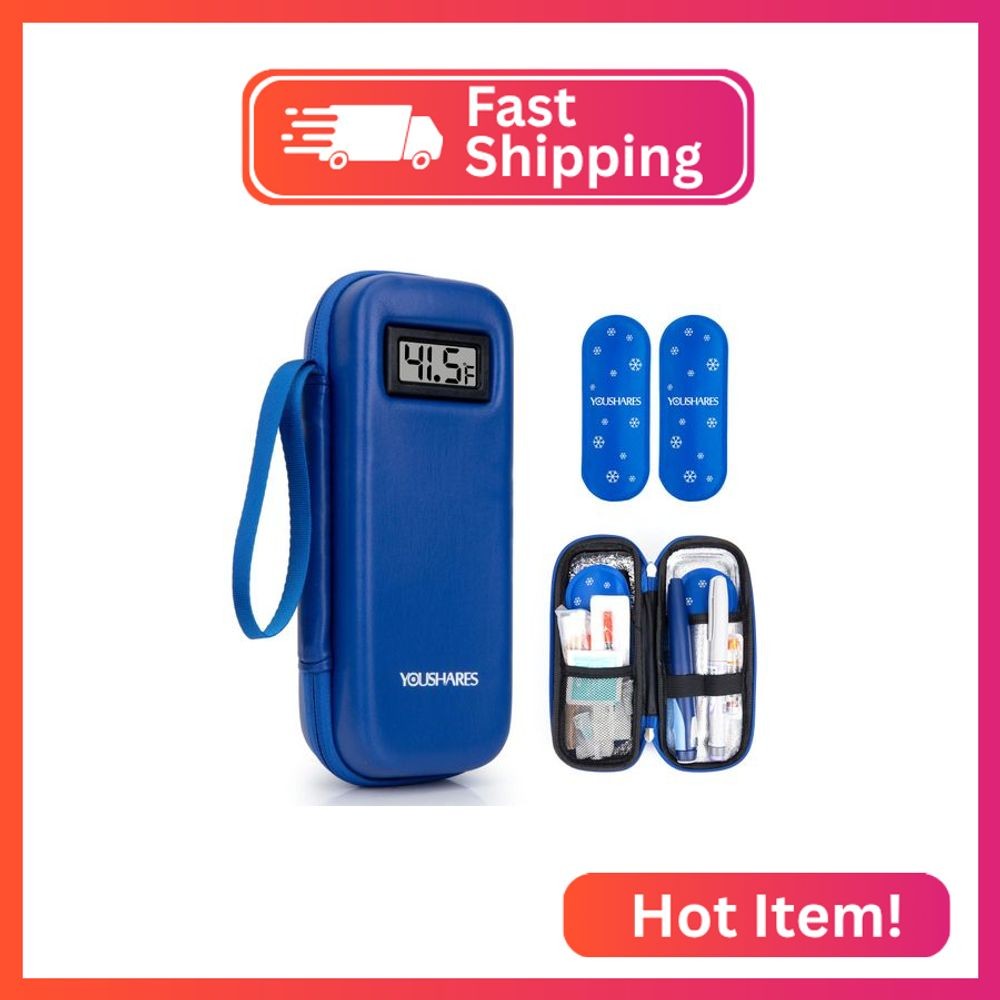 YOUSHARES Insulin Cooler Travel Case with Temperature Display - Refrigerated Med