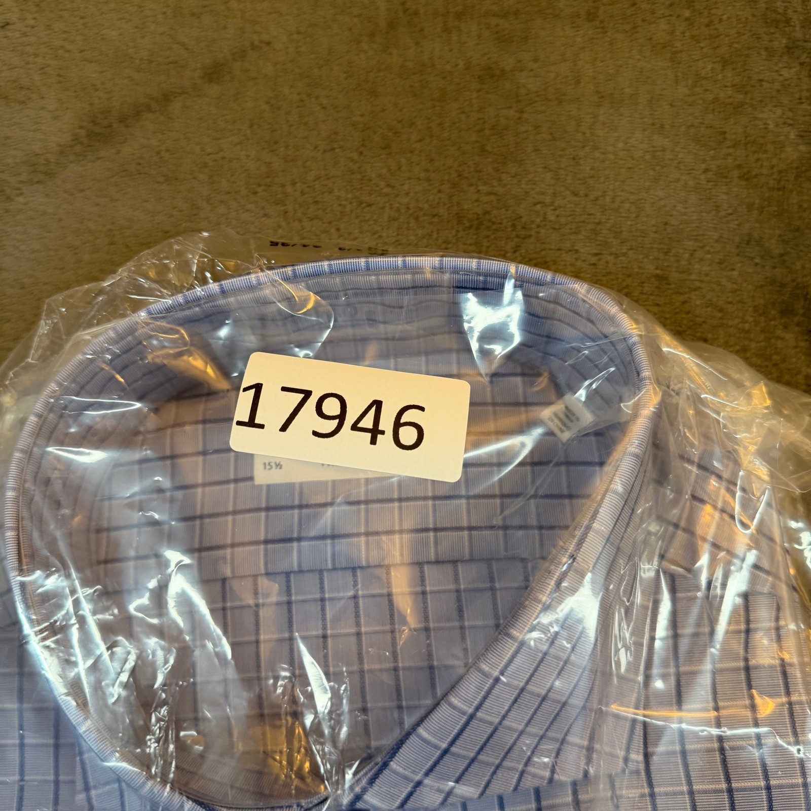 Lorenzo Uomo Trim Fit No Wrinkle Blue Check Dress Shirt Mens 15.5 34/35 PWS NEW