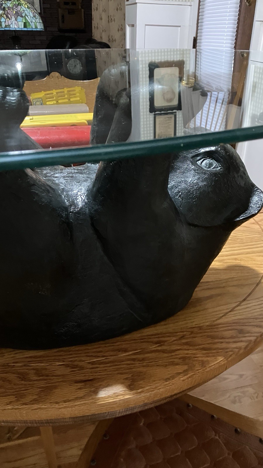 Vintage 1970 black bear table unique