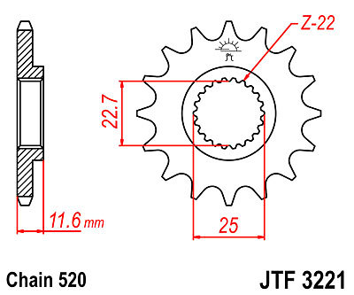 JT Sprockets 11 Tooth Front Sprocket Polaris 250 Trail Blazer JTF3221.11