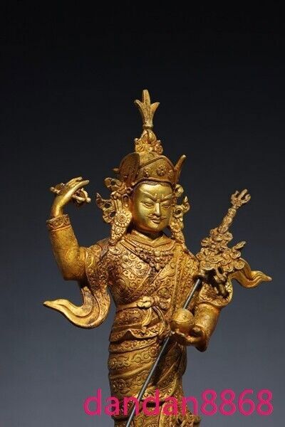 13.2"Tibet Buddhism temple bronze Gilt Guru Rinpoche Padmasambhava Buddha Statue