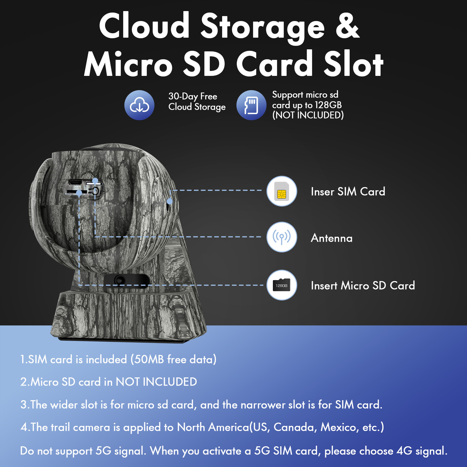 Campark Solar Powered 4G LTE Cellular 2K PTZ Trail Camera Hunting Cam + SIM Card