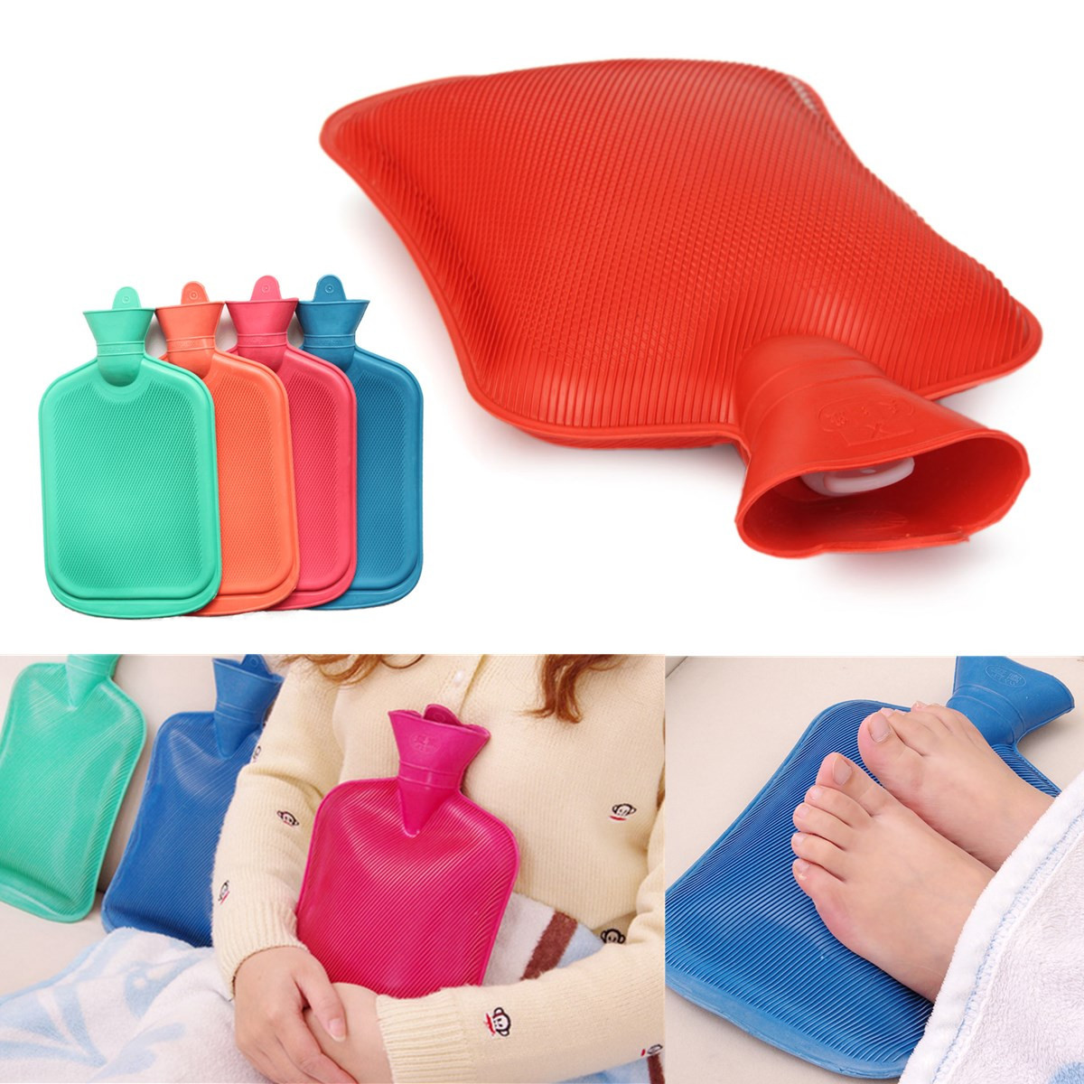 Rubber HOT WATER BOTTLE Bag WARM Relaxing Heat / Cold Therapy 670 ML ~ 1800 ML