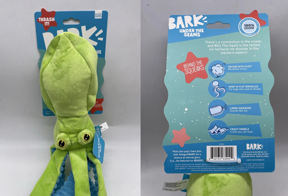 BARK Squid Dog Toy - Green BRAND NEW