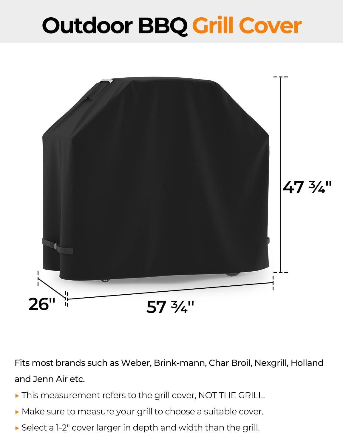 BBQ Gas Grill Cover Barbecue Waterproof Outdoor Heavy Duty UV Protection 58 Inch