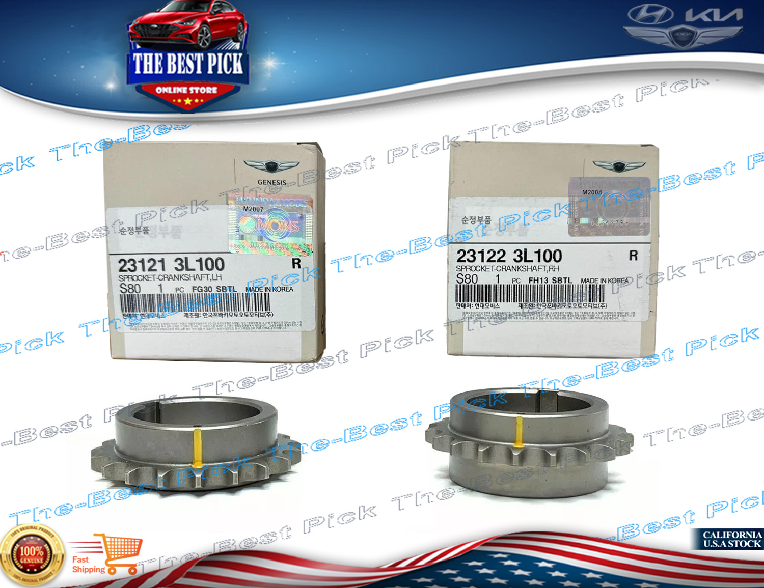 ⭐Genuine⭐ Crankshaft Sprocket LH RH SET For Hyundai Kia 231213L100 231223L100