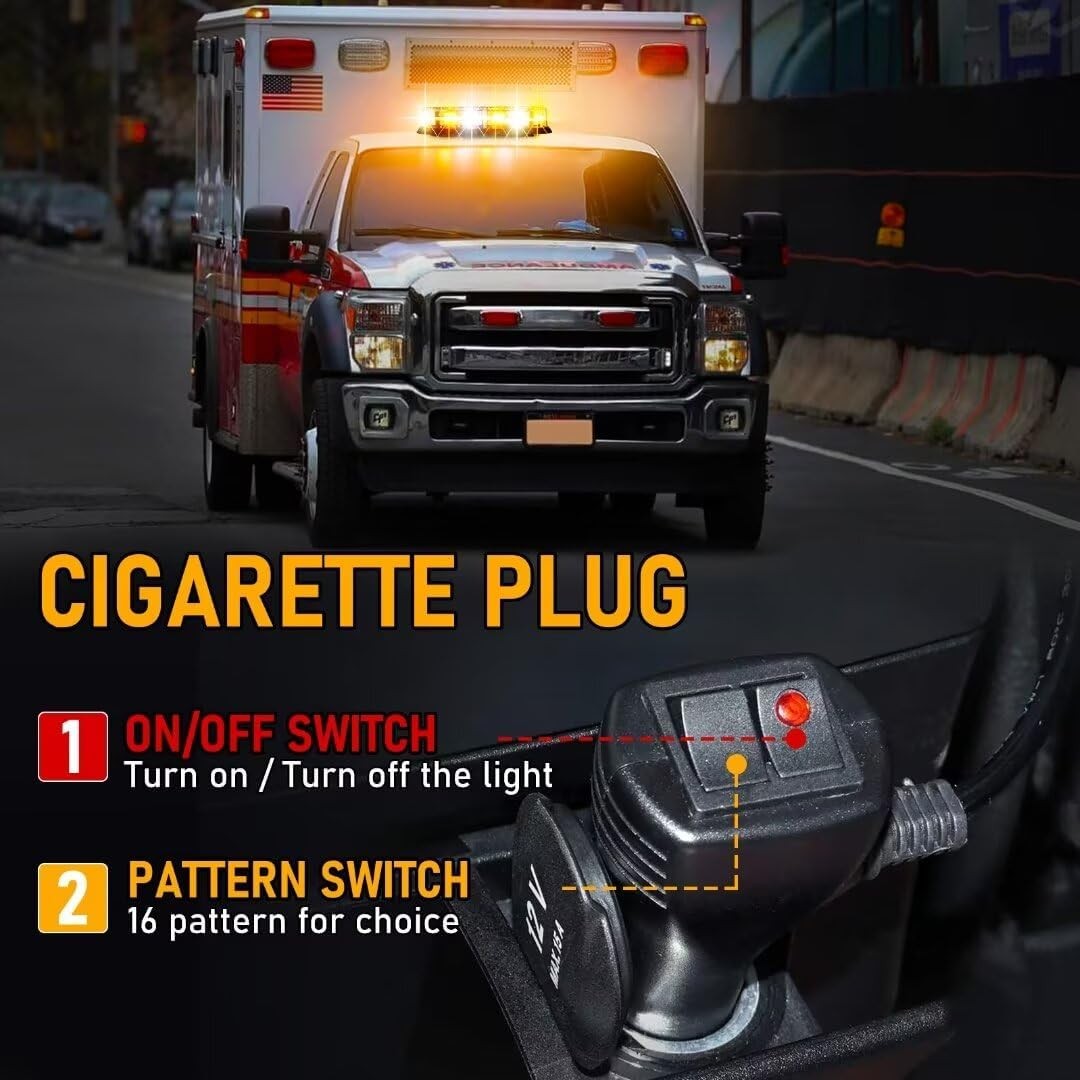 72 LED Rooftop Strobe Beacon Light Truck Safety Emergency Warning Hazard lamp