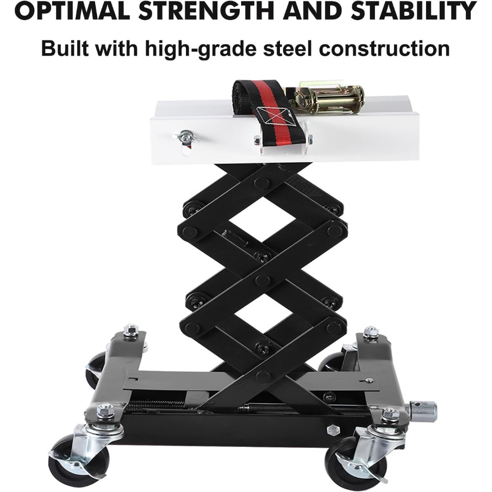 450 LBS Low Profile Transmission Jack with 7-23" Height Range & Safety Straps