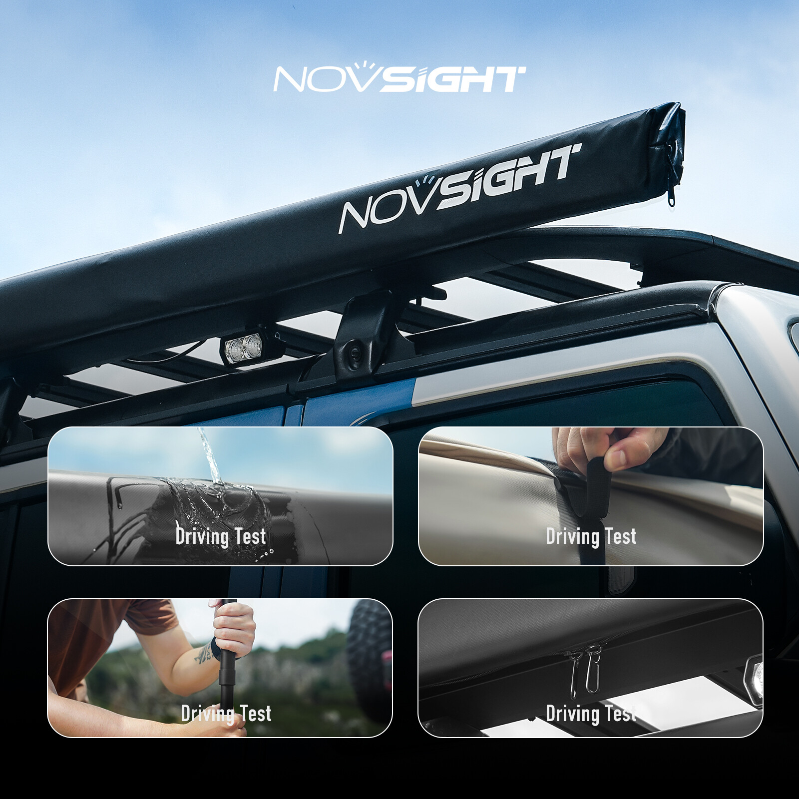 5.2X8.2' NOVSIGHT Car Side Awning SUV Rooftop Tent Sunshade for Outdoor Camping