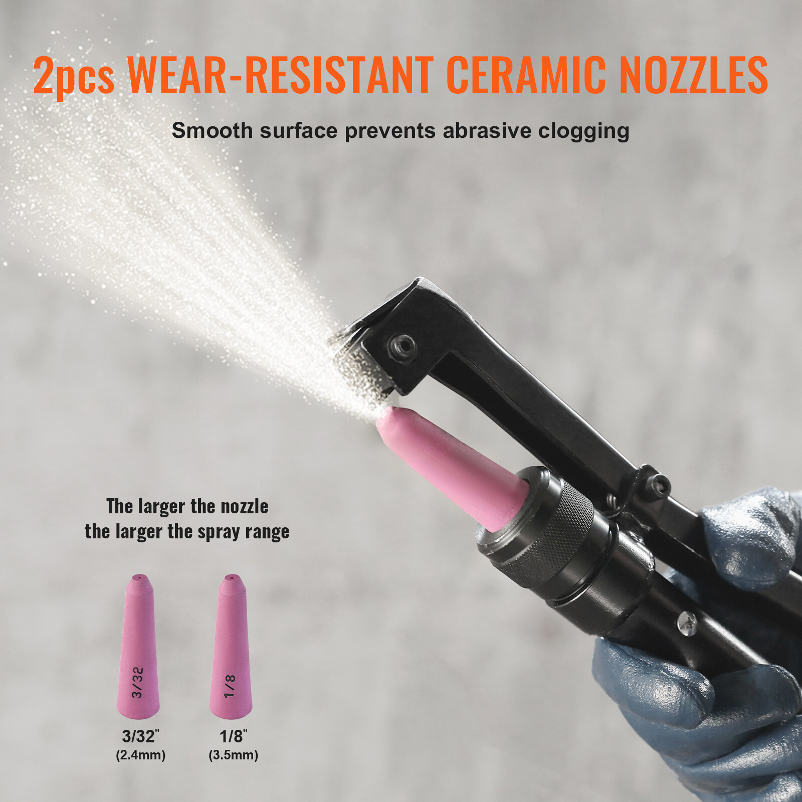 VEVOR 10 Gallon Heavy-Duty Sand Blaster 60-110 PSI with 2 Nozzles & 7.5ft Hose