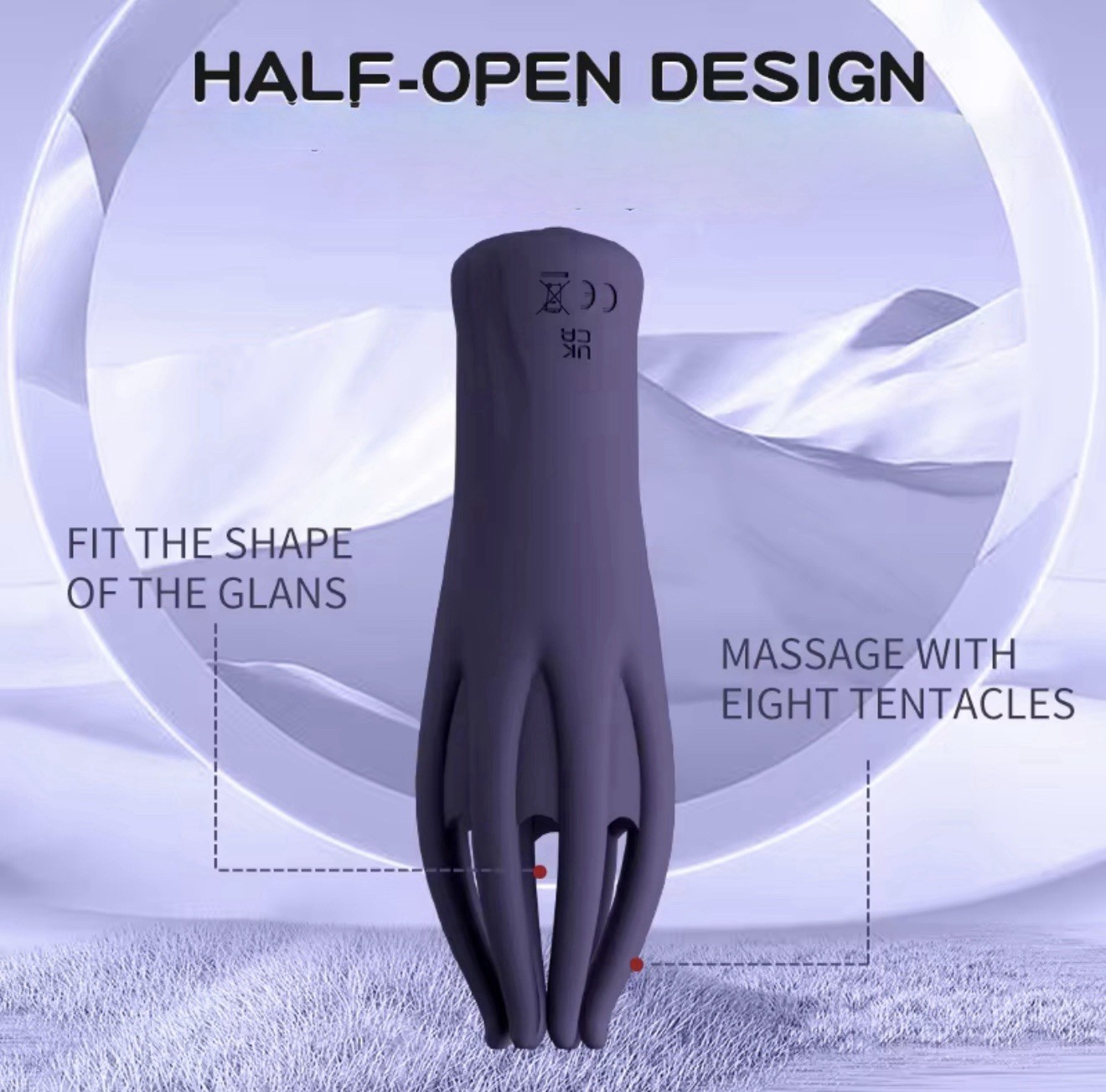 Glans 8-Tentacle Head Exerciser Vibrator 10 Modes USB Rechargeable Silicone