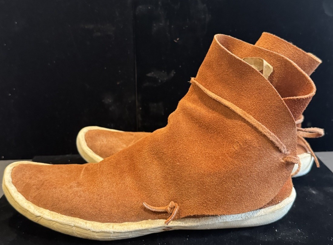 Old Native American Moccasins Navajo Apache Buckskin Hard Bottom High Top 7.5-9