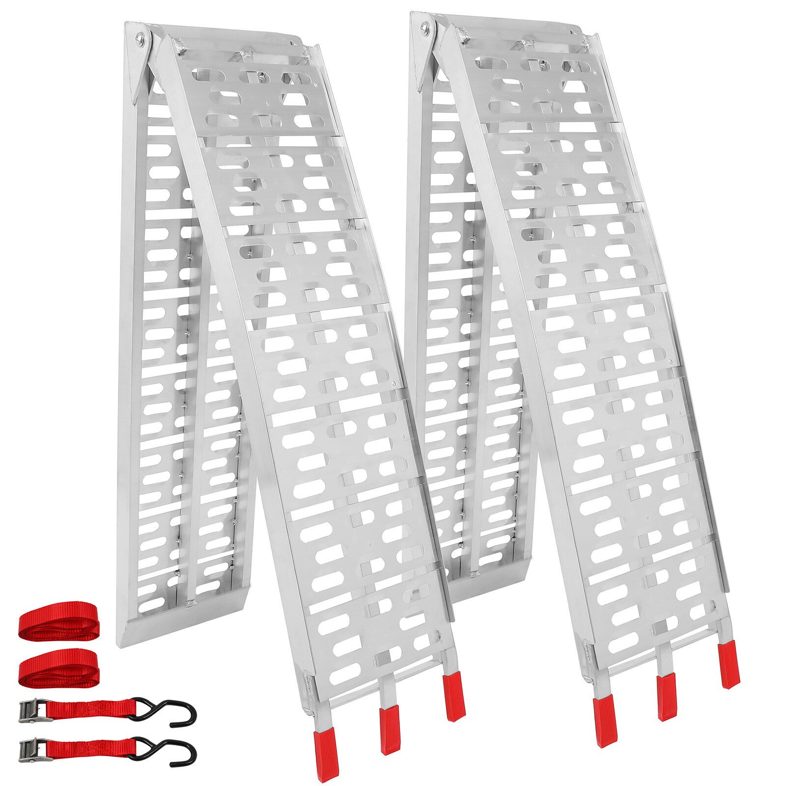 Pair 7.5 ft Aluminum Arched Motorcycle ATV/UTV Truck Lawn Folding Loading Ramps