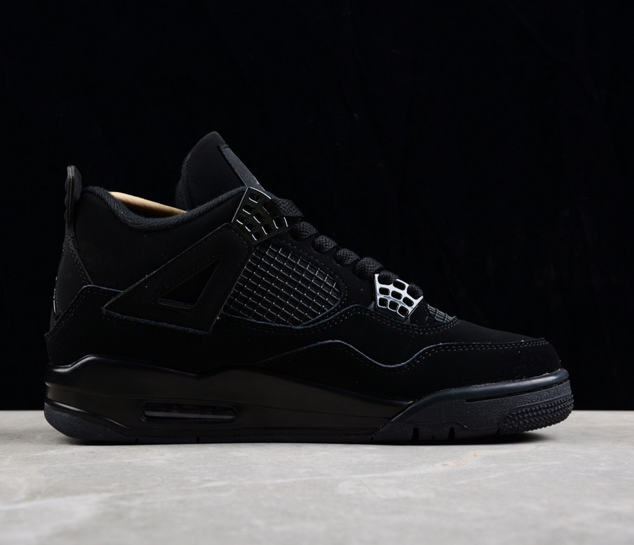 Jordan 4 “Black Cat”Retro Men's Black Basketball Shoes Mid-Top