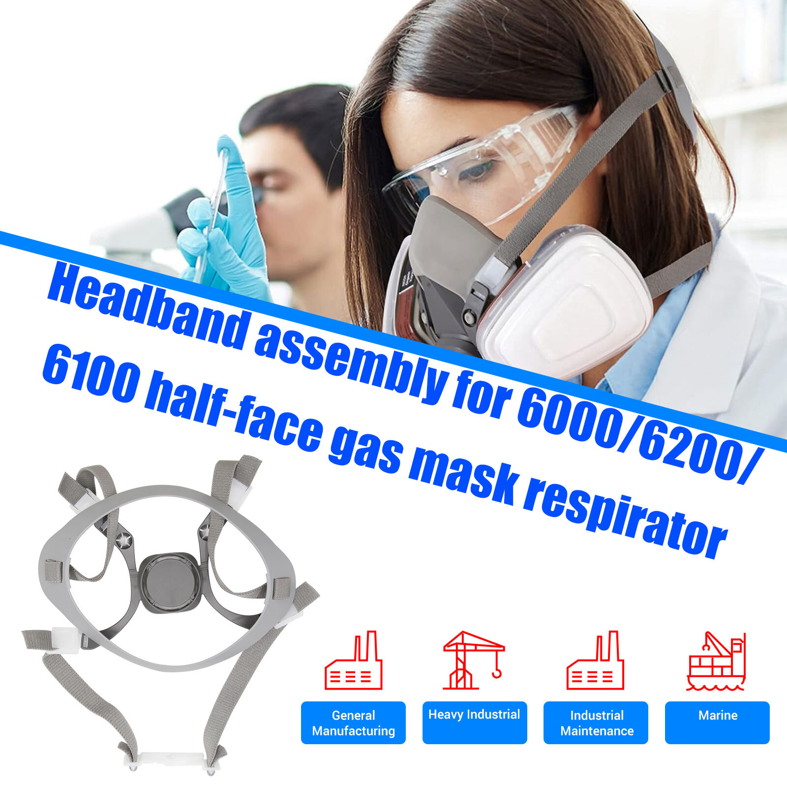 Head Harness Strap Assembly for 6200/6000/6100 Series Half Face Masks Respirator