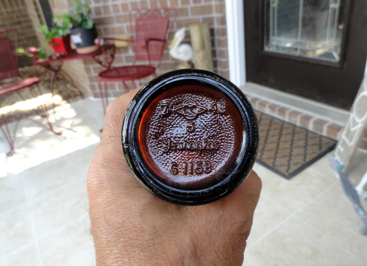 early Orange Crush BEEHIVE Ribbed AMBER Soda Bottle BIRMINGHAM, ALABAMA ALA