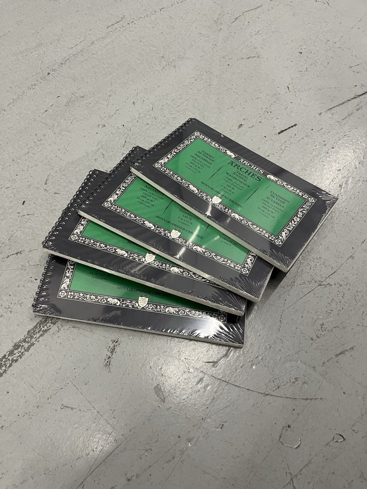 Lot Of 4 Arches Watercolor Travel Journal 6x10 100% Cotton Cold Pressed Paper