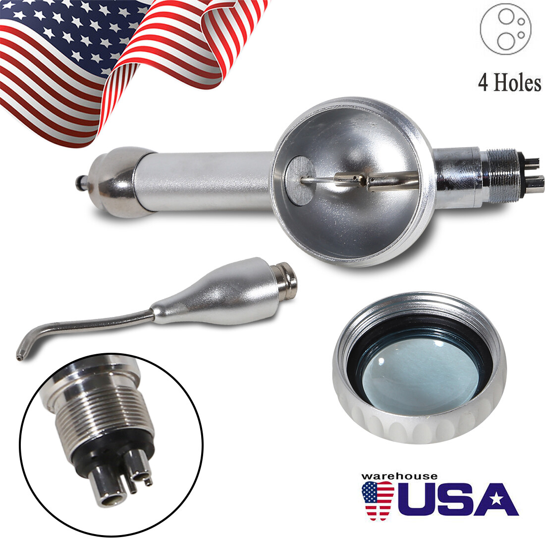 2X Dental Air Polisher Teeth Polishing Handpiece Hygiene Prophy 4 Holes w/ Tips