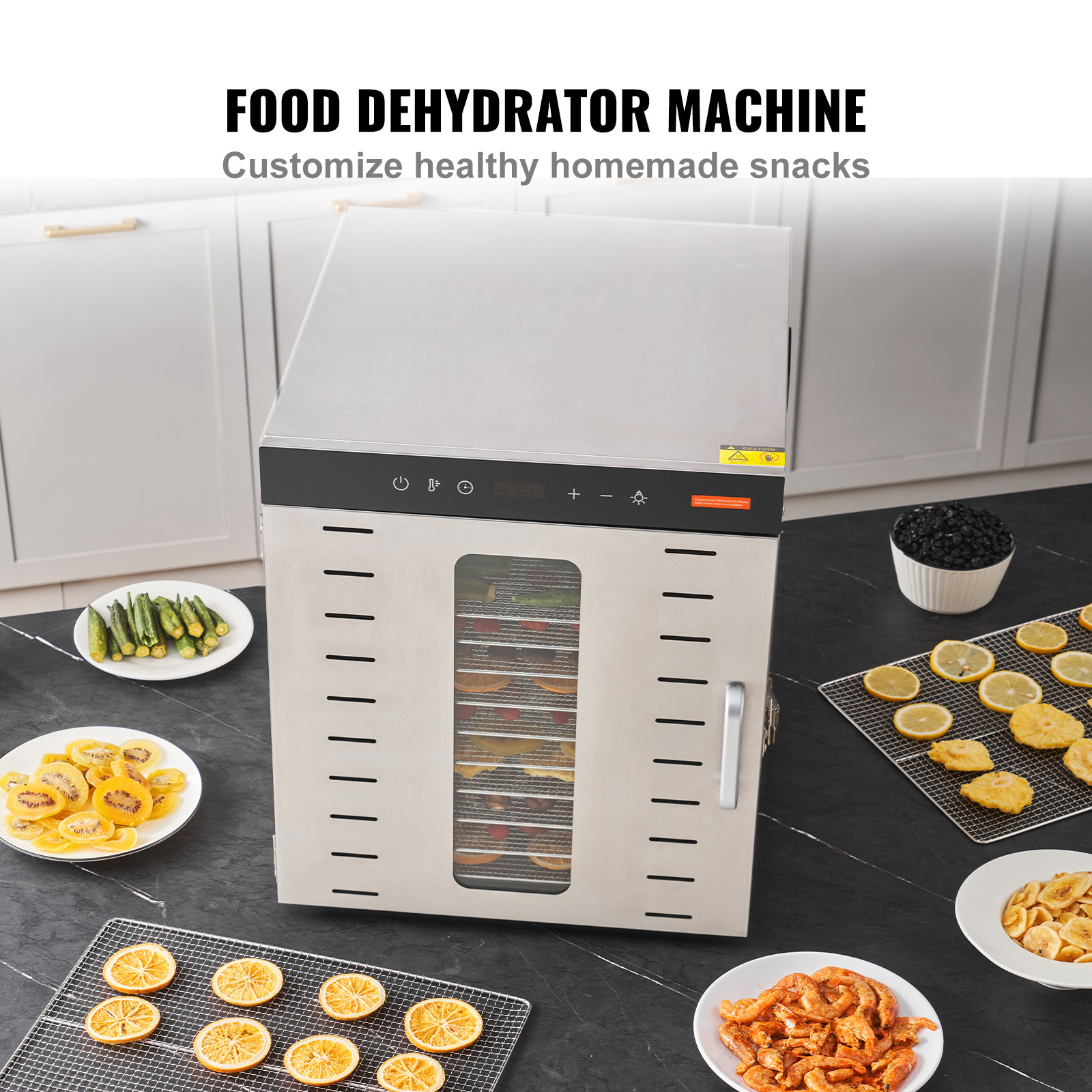 10 Trays Food Dehydrator 1000W Stainless Steel Vegetable Jerky Dryer Machine