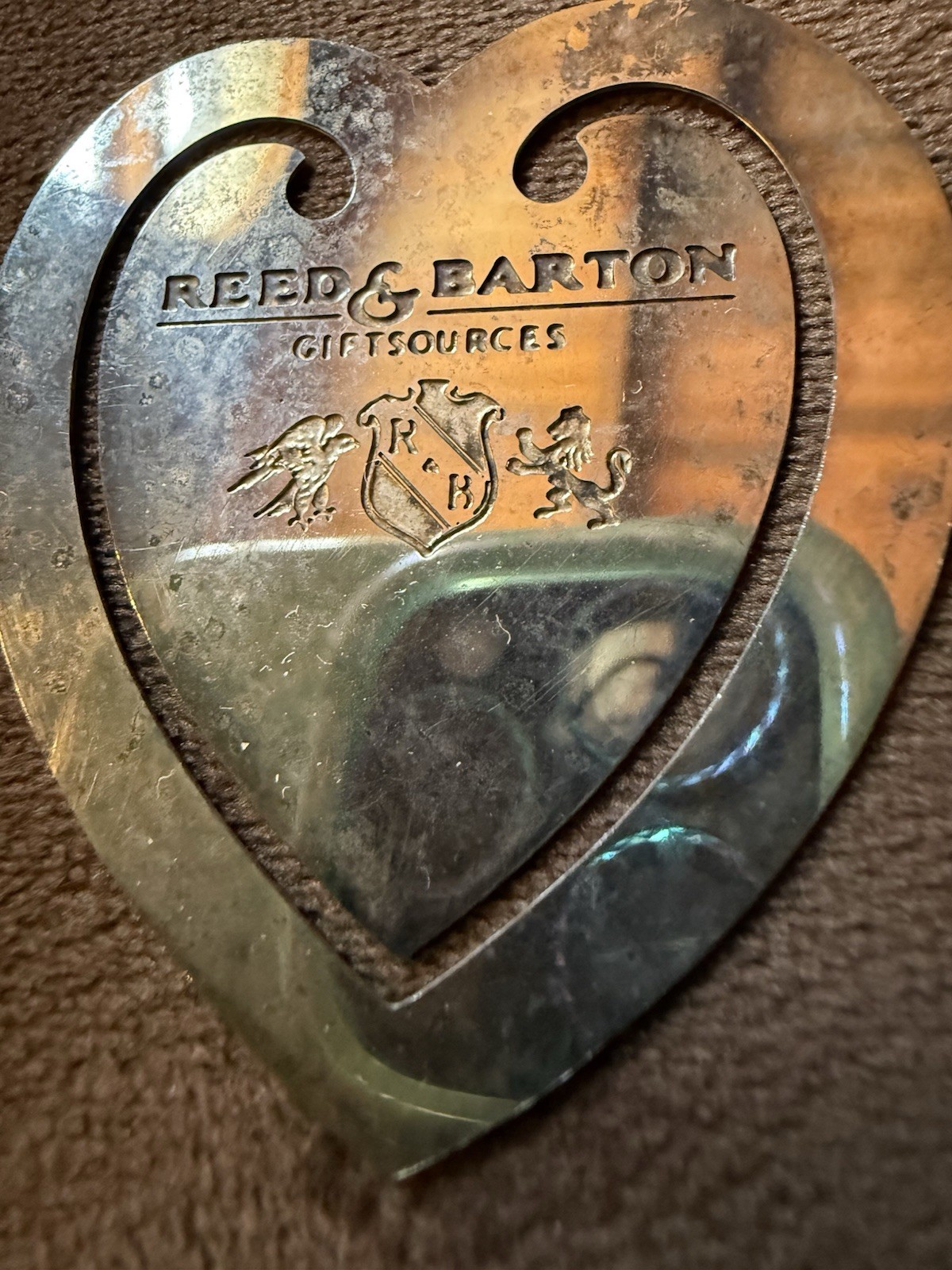 Vintage Reed & Barton Silver plated metal Heart shaped Bookmark