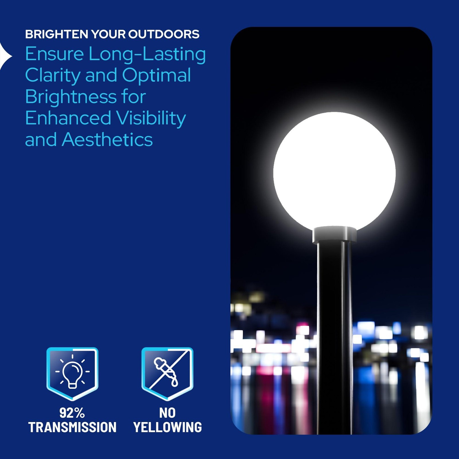 KASTLITE 12" Lamp Post Globe | Street Light Replacement Globe | Select your Colo