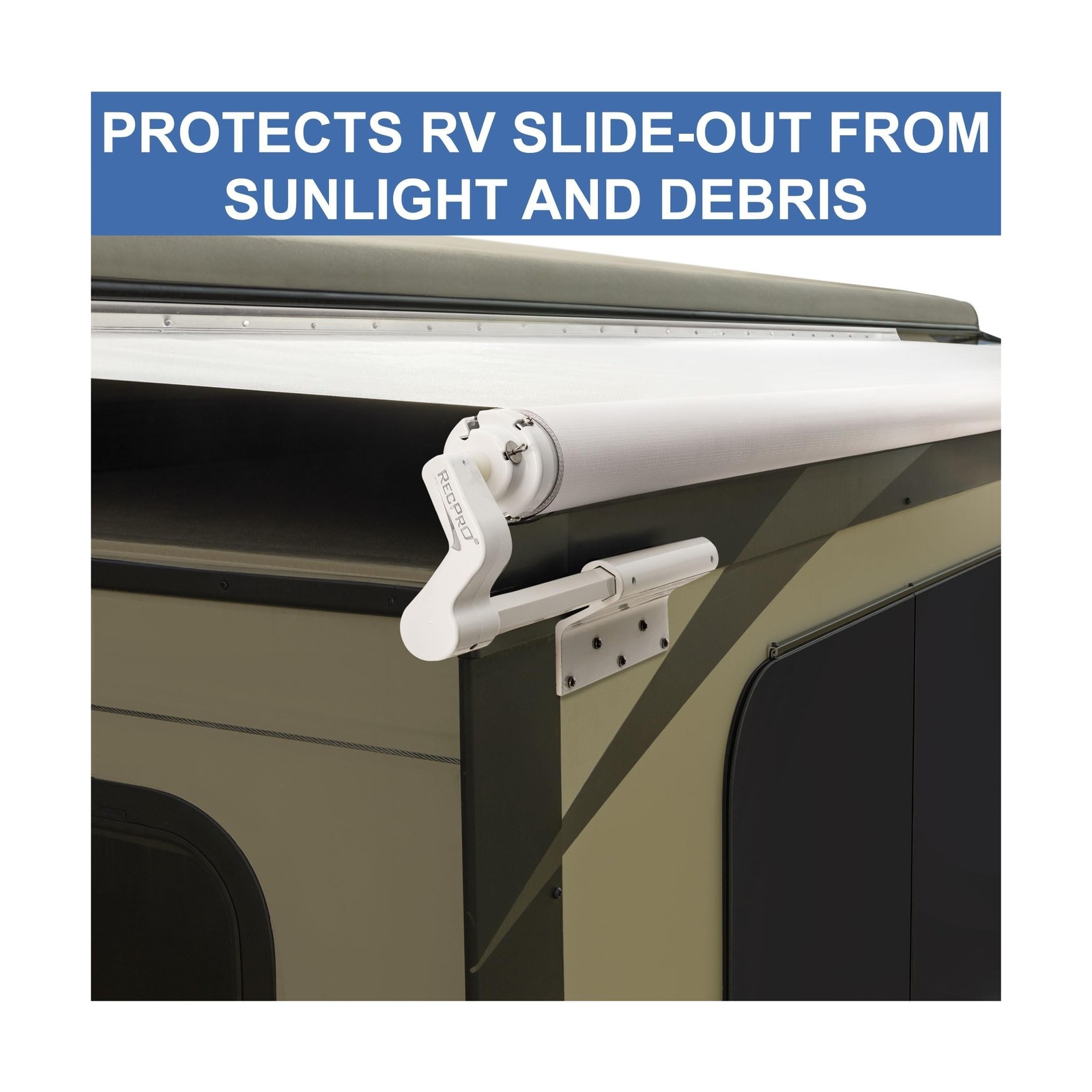 RecPro RV Slide Out Awning Kit | RV Slide Topper | Frame and Fabric (13', Whi...