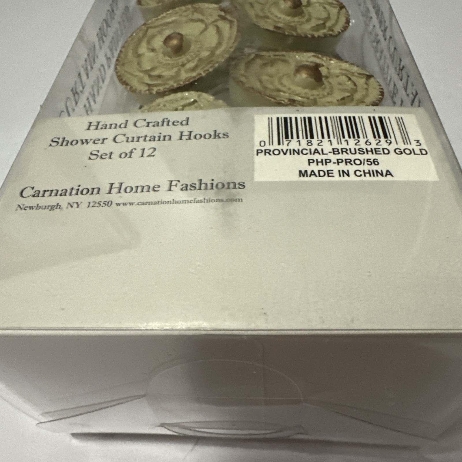 Handcrafted Shower Curtain Hooks Set 12 by Coronation Home Fashions Gold Brush