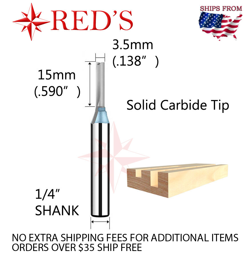 Tideway IND LC0111035154 3.5mm X 15mm Straight Carbide tip 1/4 shank router bit