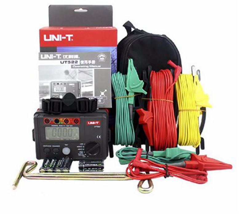 UNI-T UT522 Digital Earth Ground Resistance Tester Ohm AC Voltage Meter w/ Case