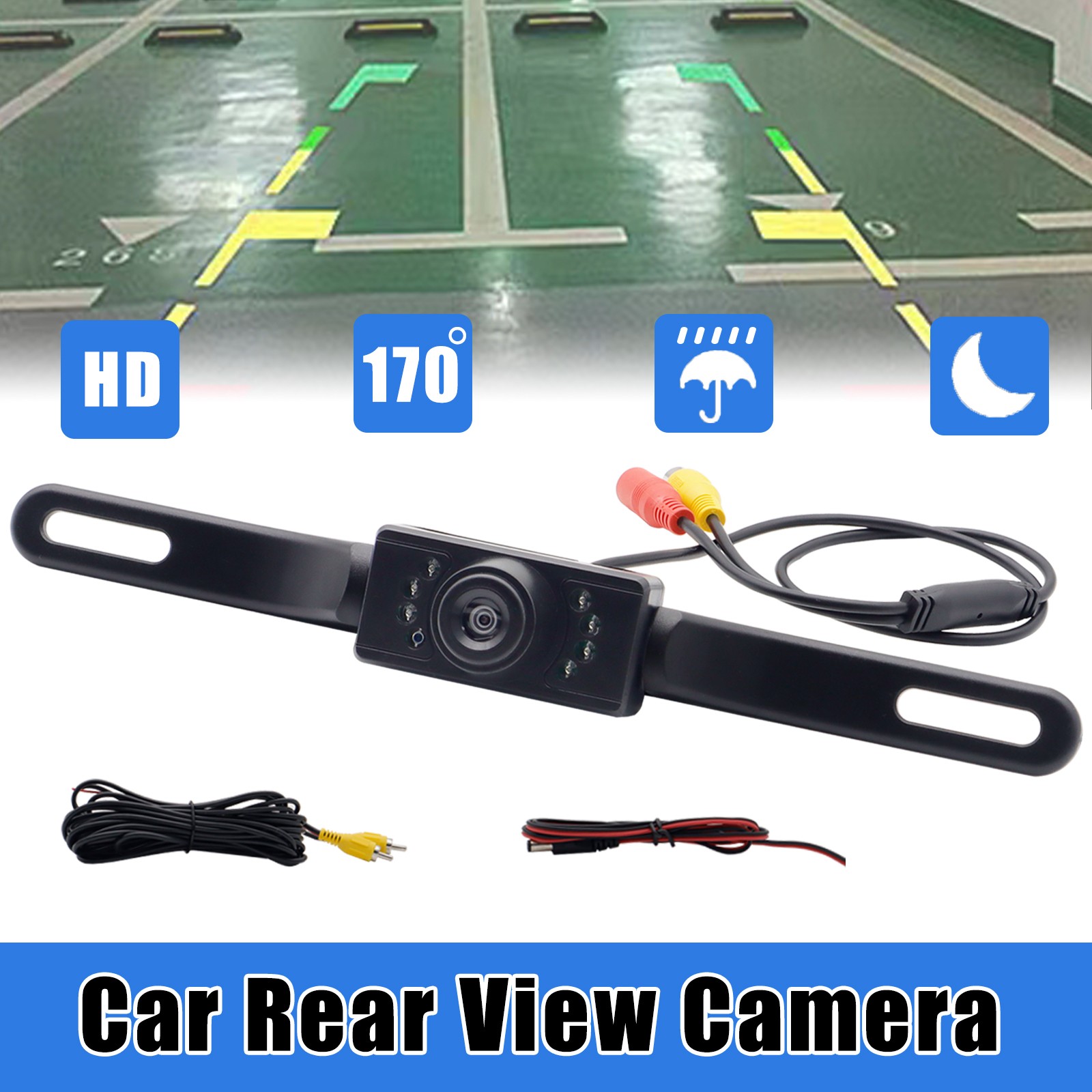 170° License Plate Frame Backup Camera Parking Reverse Night Vision Waterproof