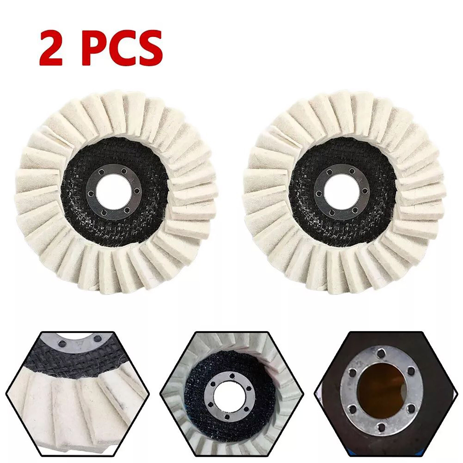 2Pcs 115MM Wool Felt Flap Disc Finishing Wheel Buffing Pads For Angle Grinder