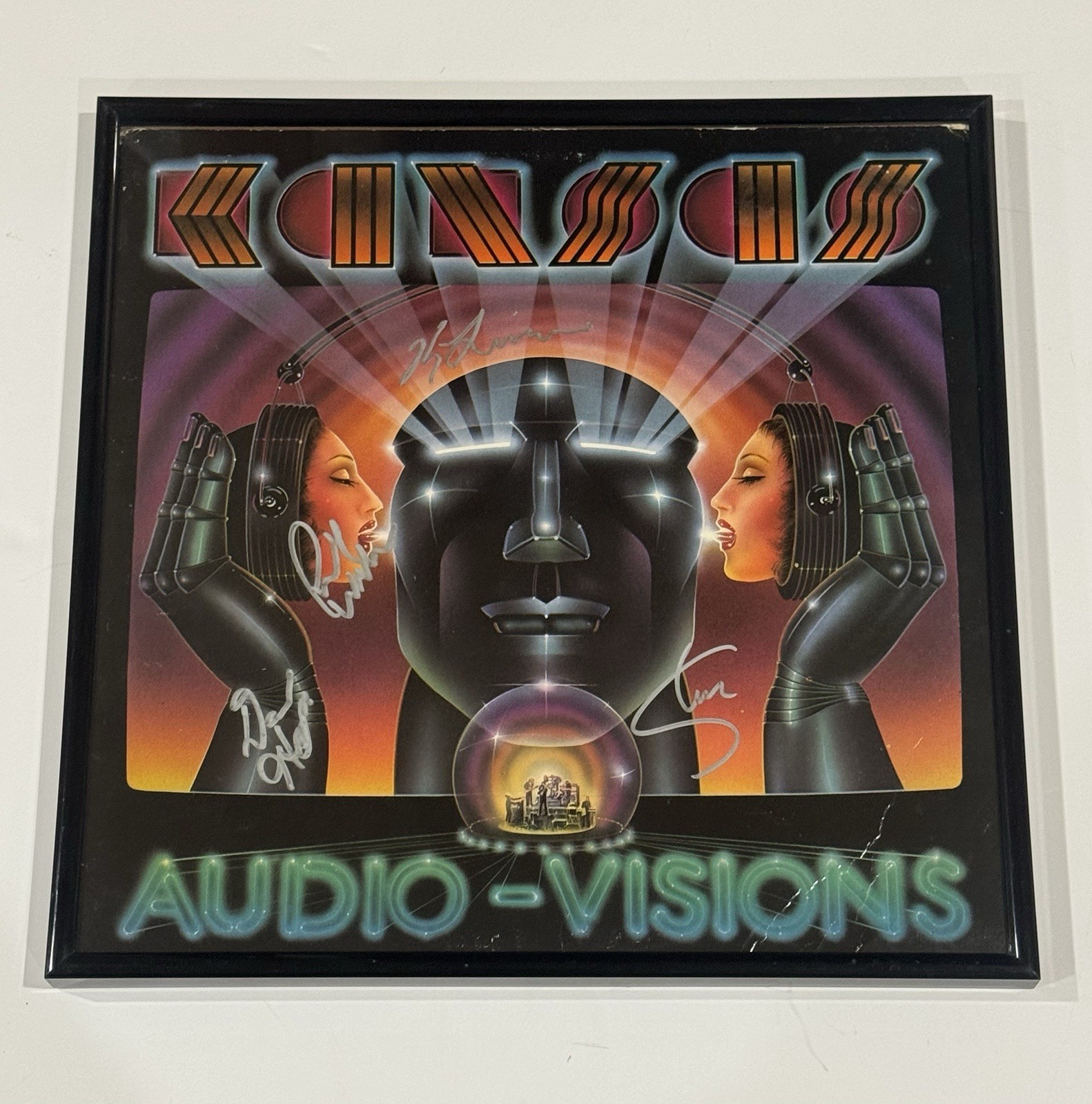 KANSAS SIGNED FRAMED "AUDIO-VISIONS" ALBUM KERRY LIVGREN  4 ORIGINAL JSA COA